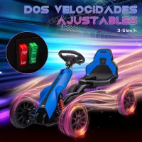 HOMCOM Kart Coche Eléctrico Infantil 12V de 3 a 8 Años Velocidad 3-5km/h y Cinturón de Seguridad 100x58x58,5cm Azul(m-5)