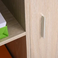 HOMCOM Support d'imprimante - caisson organiseur bureau - 4 niches, placard porte, grand plateau - panneaux particules chêne clair(m-8)