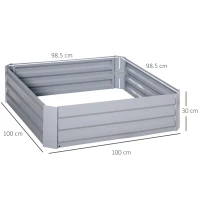 Outsunny Set di 2 Letti per Orto Rialzati con Fondo Aperto per Piante e Ortaggi, in Acciaio, 100x100x30 cm, Grigio(m-3)