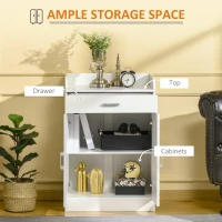 HOMCOM Modern Storage Cabinet, Small Floor Cupboard with Drawer and Adjustable Shelf for Kitchen, Living Room, Bedroom, Hallway, White(m-4)