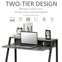 HOMCOM Writing Desk Computer Table Home Office PC Laptop Workstation Storage Shelf 84L x 45W cm Grey(m-5)