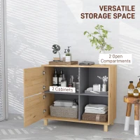 HOMCOM Bathroom Cabinet, Freestanding Bathroom Cabinet with Open Compartments and Double Doors(m-4)