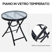 Outsunny Set Tavolino e Sedie da Giardino Pieghevoli e a Dondolo per Esterno, Balcone, Terrazzo, Grigio(m-6)