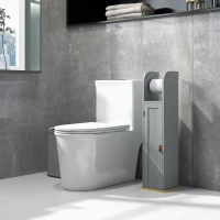 kleankin Meuble de salle de bain support papier toilette avec placard et étagères réglables 20 x 20 x 80 cm gris(m-7)