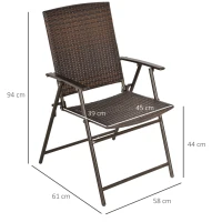 Outsunny Set of Two Folding Rattan Seat Chairs - Brown(m-3)
