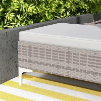 Outsunny Outdoor PE Rattan Sun Lounger Set of 2, Multi-position Backrest Adjustable Single Recliner Sunbed Daybed with Removeable & Washable Cushion, for Patio, Garden, Light Grey(m-9)