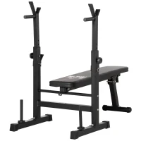 HOMCOM Adjustable Weight Bench, Foldable Bench, with Barbell Rack, Black(m-11)