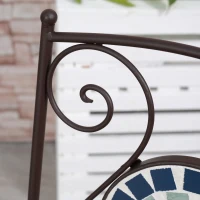 Outsunny Mobili da Giardino Set 3 Pezzi con 2 Sedie Pieghevoli e 1 Tavolino Rotondo, in Metallo e Ceramica(m-7)