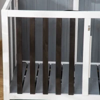 PawHut Gabbia Pieghevole per Cani Fino 15kg in Legno con Vassoio Estraibile e Tetto Apribile, Grigio(m-9)