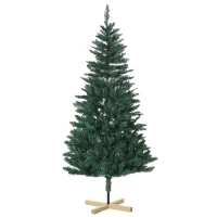 HOMCOM Árbol de Navidad Artificial 180 cm con 536 Ramas Apertura Automática y Base Cruzad de Madera Decoración Ø90x180 cm Verde(m-10)