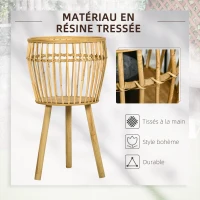 Outsunny Lot de 3 supports cache-pots à plantes lot de 3 étagères à fleurs support pots de fleurs sur pied trépied bois naturel(m-5)