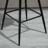 HOMCOM Set 2 Sgabelli Alti in Stile Nordico con Schienale e Poggiapiedi, Sgabelli con Schienale in Tessuto Effetto Velluto e Metallo, 45x47x88 cm, Blu(m-9)