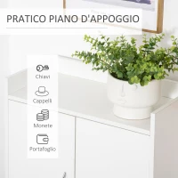 HOMCOM Mobile Scarpiera Salvaspazio in Legno Bianco con Ripiano Aperto, Armadio Scarpiera di Design per Ingresso, 60x30x92cm(m-5)
