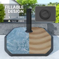 Outsunny Square Garden Parasol Base, Garden Umbrella Stand Heavy Duty Parasol Base, Filled Up to 25kg with Stand or 20kg with Water for for 38, 48 mm Poles, Black(m-4)