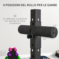 SPORTNOW Sedia Romana Regolabile su 6 Posizioni con Maniglie Laterali, in Acciaio e PU, 110x70x95 cm, Nero(m-5)