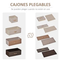 HOMCOM Cómoda para Dormitorio con 5 Cajones Plegables Parte Superior de Madera y Marco Metálico 58x29x99 cm Multicolor(m-5)