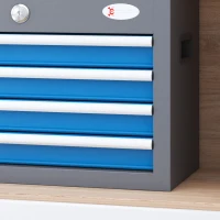 DURHAND Caisse boite à outils en métal avec 4 tiroirs et 1 plateau supérieur, verrouillable avec 2 clés fournies, 2 poignées(m-9)