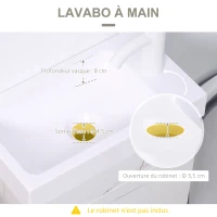 kleankin Meuble lavabo suspendu avec rangement pour salle de bain 40 x 22 x 50 cm - blanc(m-6)