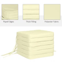 Outsunny Set of 6 Pcs Chair Cushion, 42Lx42Wx5T cm-Cream White(m-4)
