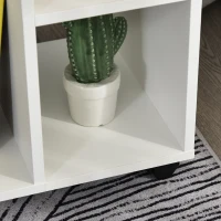 HOMCOM Mesita Auxiliar con Ruedas Mesa para Sofá en Forma de C con Estantes Abiertos para Salón 45x35x58 cm Blanco(m-8)