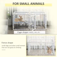 PawHut DIY Rabbit Hutch, 9PCs Guinea Pig Hutch, Large Bunny Cage with Door, Ladder, Divider for Small Animals(m-5)
