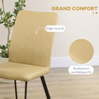 HOMCOM Lot de 4 chaises de salle à manger assise en similicuir rembourrée épais pieds en acier avec dossier noir(m-5)