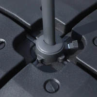 Outsunny Lot de 4 pied de parasol poids de lestage carré pour parasols déportés dim. par dalle 51L x 51l x 12H cm polyéthylène - A remplir d'eau jusqu'à 80 kg ou de sable jusqu'à 120 kg - noir(m-8)