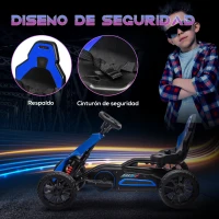 HOMCOM Kart Coche Eléctrico Infantil 12V de 3 a 8 Años Velocidad 3-5km/h y Cinturón de Seguridad 100x58x58,5cm Azul(m-6)