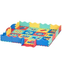 HOMCOM Alfombra Puzzle para Niños 150x150 cm con 36 Piezas de Espuma EVA Suave Área de 1,44 m² Colchoneta Rompecabezas para Bebé Multicolor(m-1)