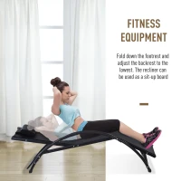 Outsunny Garden Patio Sun Lounger Half Circle Armrest Adjustable Head Footrest Aluminium Frame Textline Seat &Pillow Garden Outdoor - Black(m-5)