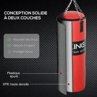SPORTNOW Sac de frappe suspendu adulte poing 20kg avec chaîne en Acier à 4 Points et mousquetons, gants inclus(m-5)