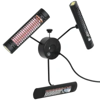 Outsunny Calefactor Eléctrico Exterior por Infrarrojos con Control Remoto y 1000W/2000W/3000W Sombrilla Ø87x22cm Negro(m-11)