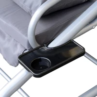 Outsunny Balancelle de Jardin 3 Places Convertible Toit Inclinaison réglable 2 tablettes Support 2L x 1,2l x 1,64H m métal époxy Noir Polyester gris clair(m-8)