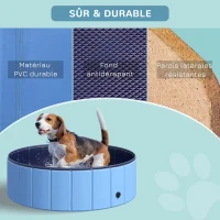 PawHut Piscine pour Chien Pliable, Piscine Baignoire Bassin Chien, 100x30cm en plastique, Piscine pour Animaux Extérieur, Stable et Antidérapant, Bleu(m-8)