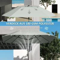 Outsunny 2,3 m Parasol zonder Basis, Verstelbare Terrasparasol met Kruk, Polyester, Aluminium, Fiberglas, Donkergrijs(m-5)