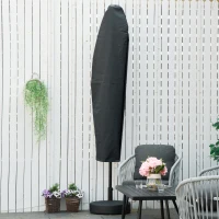 Outsunny Parasol Cover, Patio Cantilever Cover, Banana Umbrella Protector with Rod, Zipper for Outdoor Garden, Patio, Dark Grey(m-10)