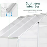Outsunny Serre de Jardin Aluminium Tente Abri Plante Jardinage Polycarbonate 3,6 m² dim. 1,9L x 1,93l x 2,05H m Fondation Lucarne réglable Porte coulissante(m-6)