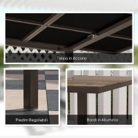 Outsunny Tavolo da Giardino Allungabile da 160-240 cm per 6-8 Persone Rettangolare in Acciaio e Alluminio, Effetto Legno(m-5)