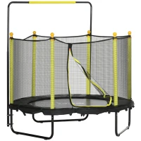 ZONEKIZ Cama Elástica Infantil Trampolín para Niños de 3-10 Años con Red de Seguridad Ø140x120-140 cm Negro(m-10)