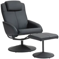 HOMCOM Faux Leather Reclining Chair and Footstool - Black(m-11)