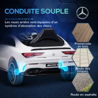 AIYAPLAY Voiture électrique enfant Mercedes-benz AMG CLA 45, télécommande, vitesse réglable (3-5 km/h), phare LED musique, blanc(m-7)