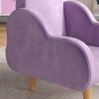 ZONEKIZ Kids Armchair Toddler Sofa Children Chair with Arm Rest, Wooden Frame, Velvet, PP Legs, Cloud Shape, for Ages 1.5-3 Years - Purple(m-9)