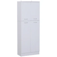 HOMCOM Armoire de rangement 2 placards double porte 3 étagères réglables 60L x 30l x 158H cm panneaux particules blanc(m-1)