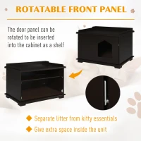PawHut Wooden Cat Litter Box Enclosure Indoor Cat House Hidden Washroom End Table Hideaway Storage Cabinet, Brown(m-6)