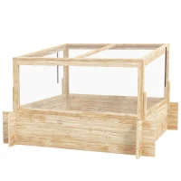 Outsunny 2-In-1 Wooden Greenhouse Planter Box - Natural(m-11)
