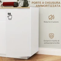 HOMCOM Credenza da Cucina Moderna con Cassetto e 3 Armadietti con Ripiani Regolabili, 140x40x75 cm, Bianco(m-6)