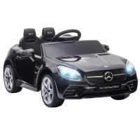 AIYAPLAY Coche Eléctrico para Niños de +3 Años Mercedes SLC 300 con Batería 12V Mando a Distancia Faros LED Bocina Música Negro(m-10)