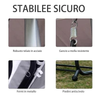 Outsunny Dondolo da Giardino 3 Posti Convertibile in Letto con Tetto Regolabile e Portabicchieri, Dondolo da Esterno in Acciaio e Poliestere, 200x120x164 cm, Grigio(m-6)