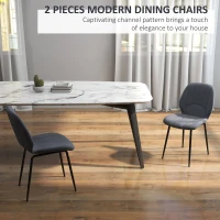 HOMCOM Velvet Dining Chairs Set of 2, 2 Piece Dining Room Chairs with Backrest, Padded Seat and Steel Legs, Dark Grey(m-4)
