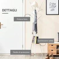 HOMCOM Appendiabiti da Terra Verticale Moderno per Ingresso, 45x45x180cm, Bianco(m-5)